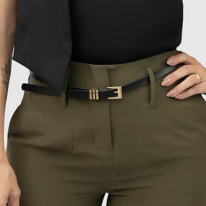 Imagem de Cinto Elegante Feminino Fino material sintético Com Passante Triplo