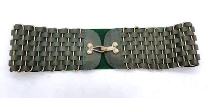 Imagem de Cinto faixa feminino de elástico com couro metal trançado  CLC75