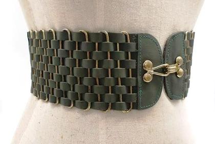 Imagem de Cinto faixa feminino de elástico com couro metal trançado  CLC75