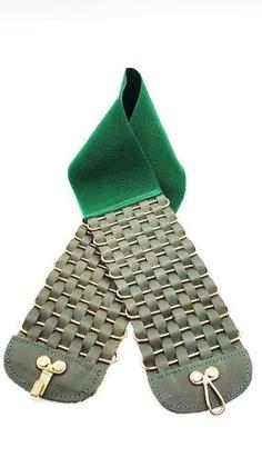 Imagem de Cinto faixa feminino de elástico com couro metal trançado  CLC75