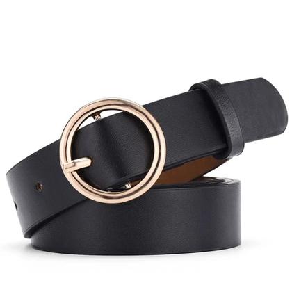 Imagem de Cinto Feminino com Botão Dourado - Macio, Moderno e Personalizável para Jeans e Calças