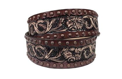 Imagem de Cinto Feminino Country Marrom e Enfeites Em Bronze - Paul Western Ref:001474