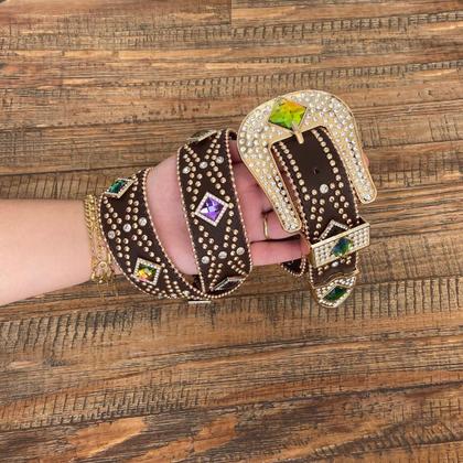 Imagem de Cinto Feminino Country Pedraria Brilho Fivela C/ Strass Moda