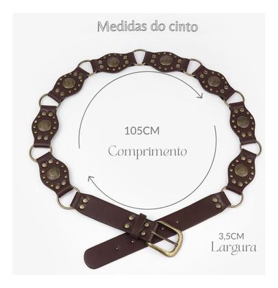 Imagem de Cinto Feminino Couro Pu Boho Chic Tendencia Moda Country Top