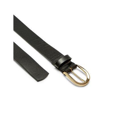 Imagem de Cinto Feminino Dakota Couro Preto Fivela Ferradura Metalizada Dourada 3 cm