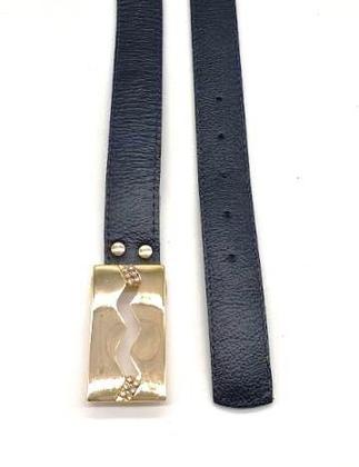 Imagem de Cinto feminino em couro fivela de pino com strass MA1406 Barão do Couro