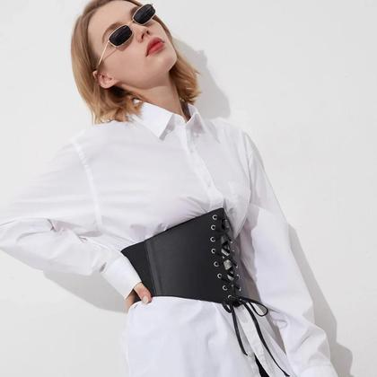 Imagem de Cinto Feminino Largo Com Elástico E Laço Cruzado, Faixa Floral Da Moda