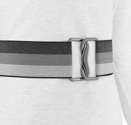 Imagem de Cinto Largo de Elástico Cinza com Lurex Ajustável com Regulagem e Fivela Côncavo Ônix - 7,0 cm