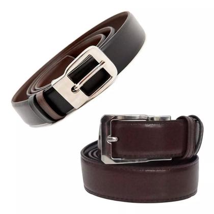 Imagem de Cinto Masculino Couro Dupla Face Preto E Marrom Social Imperio Regulável Legitimo