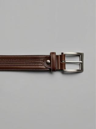 Imagem de Cinto Masculino Couro Legítimo com Costura Central 100% Original  Social Casual  Qualidade Premium