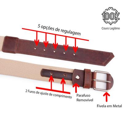 Imagem de Cinto Masculino Couro Legítimo Elástico Esportivo Plus Size