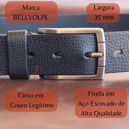 Imagem de Cinto Masculino Couro Legítimo Preto ou Marrom Marca BELLVOLPE