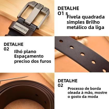 Imagem de Cinto Masculino de Couro Genuíno - Luxo Vintage com Fivela de Pino