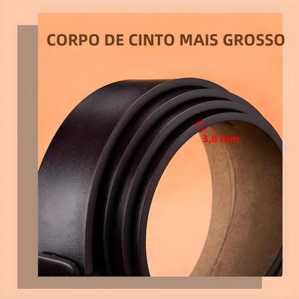 Imagem de Cinto Masculino de Couro Genuíno - Luxo Vintage com Fivela de Pino
