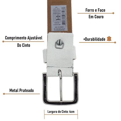 Imagem de Cinto Masculino Democrata Garage Couro Casual Largo Fivela Confortável Ajustável