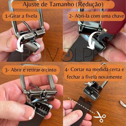 Imagem de Cinto Masculino Dupla Face Couro Legítimo Preto e Marrom Marca BELLVOLPE