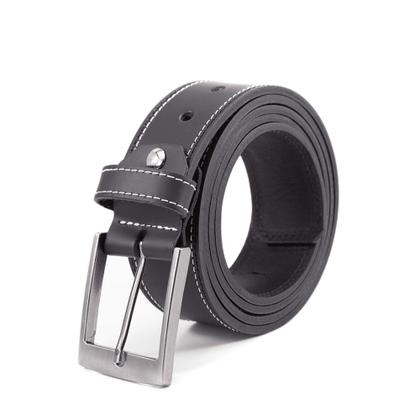 Imagem de Cinto Masculino Em Couro Fivela Prateado Com Costura