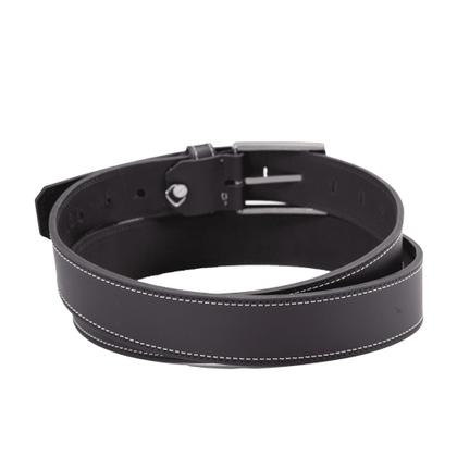 Imagem de Cinto Masculino Em Couro Fivela Prateado Com Costura