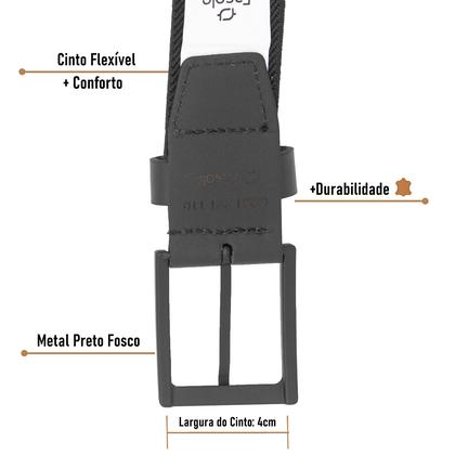 Imagem de Cinto Masculino Fasolo Casual Elástico Couro Largo Confortável