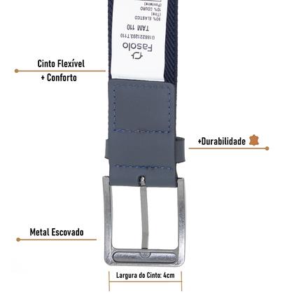 Imagem de Cinto Masculino Fasolo Casual Largo Elástico Couro Legítimo Comfort