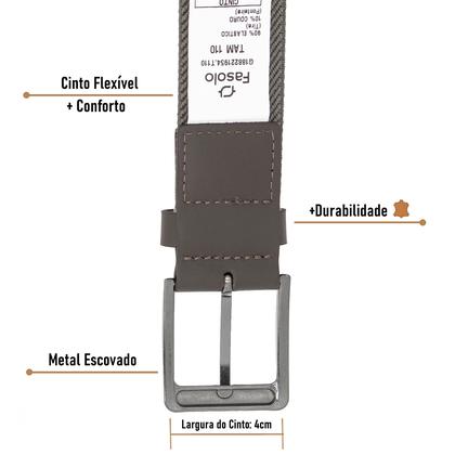 Imagem de Cinto Masculino Fasolo Casual Largo Elástico Couro Legítimo Confortável