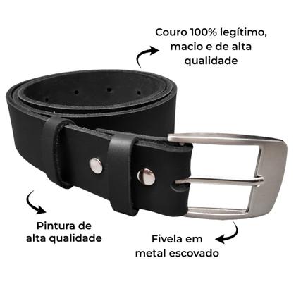 Imagem de Cinto Masculino Social Couro Largura 3,5cm Preto Marrom Caramelo Clássico Resistente Face Única