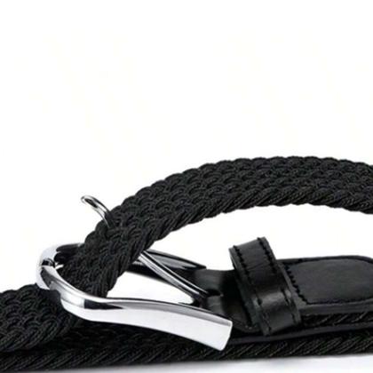 Imagem de Cinto Masculino Trançado Elástico Fivela Quadrada De Metal