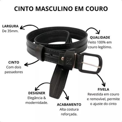 Imagem de Cinto plus size couro masculino - 120 / 130 / 140 / 150 / 160 / 170 / 180