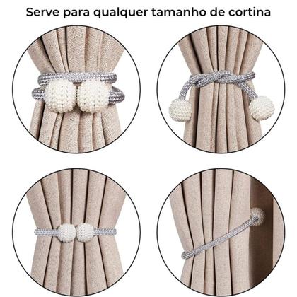 Imagem de Cinto Prendedor Para Cortina Magnético Com Pérolas 2 Peças