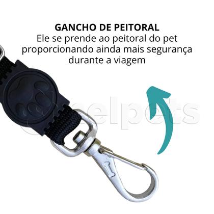 Imagem de Cinto Segurança Pet Coleira Universal Porte Cachorro Gato
