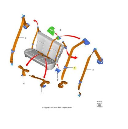 Imagem de Cinto Segurança Traseiro Central Retrátil Ford Ka 16 À 21