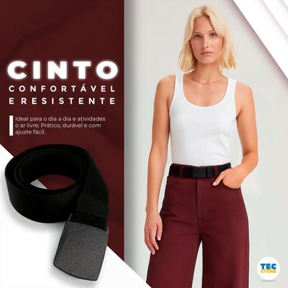 Imagem de Cinto Tático Ajustável Engate Rápido Fivela Elegante Lona Preto Masculino Feminino 120 cm Casual