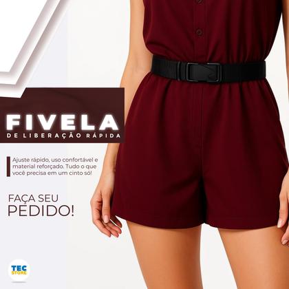 Imagem de Cinto Tático De Lona Preto Ajustável Com Fivela Metálica Masculino Feminino Casual Social