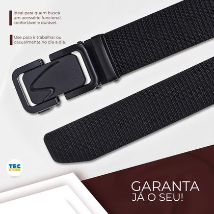 Imagem de Cinto Tático De Lona Preto Ajustável Com Fivela Metálica Masculino Feminino Casual Social