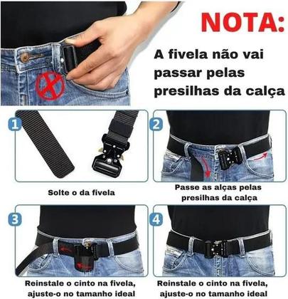 Imagem de Cinto Tático Engate Rápido Estilo Militar Masculina Feminino com Fivela de Metal  1439-1
