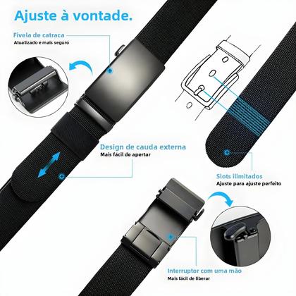 Imagem de Cinto Tático Masculino De Tamanho Grande Em Nylon Elástico Com Fivela De Metal 115-150CM