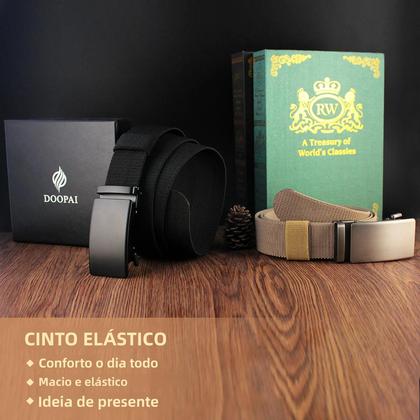 Imagem de Cinto Tático Masculino De Tamanho Grande Em Nylon Elástico Com Fivela De Metal 115-150CM