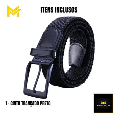 Imagem de Cinto Trançado Elastico Fivela De Metal Costura Reforçada