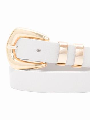 Imagem de Cinto Via Lessa York Passantes Duplos em Couro Branco