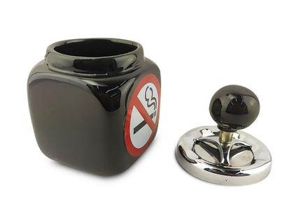 Imagem de Cinzeiro Ceramica Com Reservatório Proibido Fumar Preto