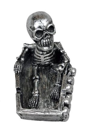 Cinzeiro De Esqueleto Caveira Sentada 3d Crânio Skull Prata