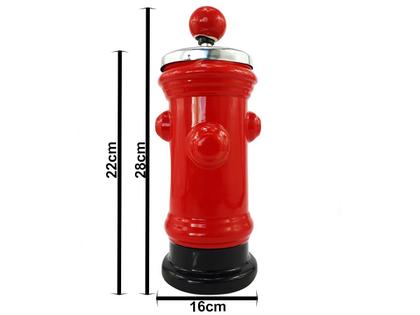Imagem de Cinzeiro Decorativo Modelo Hidrante Americano Com Tampa Giratória Vermelho 28cm