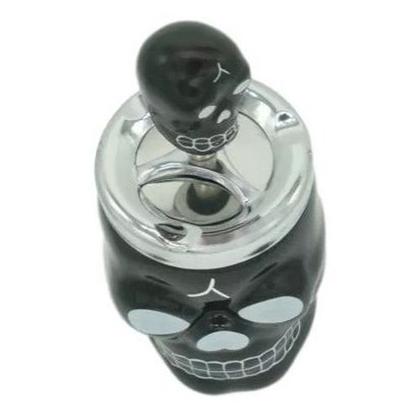 Imagem de Cinzeiro Mesa Giratório Caveira Preta Em Cerâmica