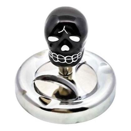 Imagem de Cinzeiro Mesa Giratório Caveira Preta Em Cerâmica