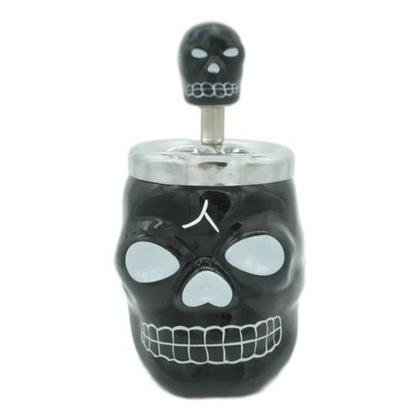 Imagem de Cinzeiro Mesa Giratório Caveira Preta Em Cerâmica