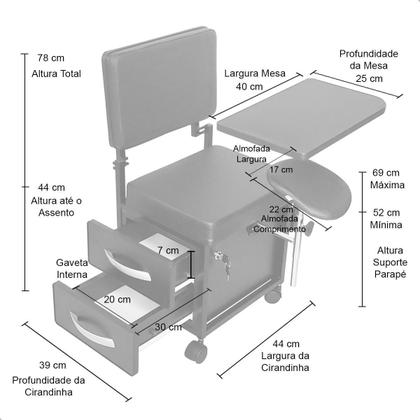 Imagem de Cirandinha Manicure Pedicure Evolux Rosê Com Gaveta Avelã