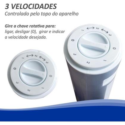 Imagem de Circulador de Ar Torre Ventilador de Coluna Potente  3 velocidades Silencioso 110V E 220V