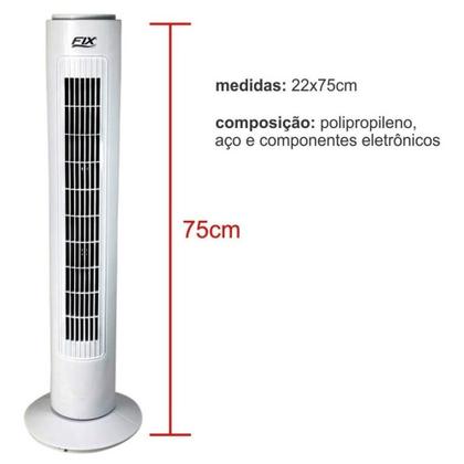 Imagem de Circulador de Ar Ventilador Tipo Torre Coluna 3 Níveis de Velocidade 220V Branco