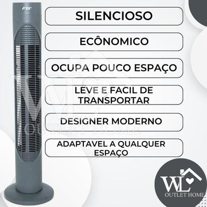 Imagem de Circulador de Ar Ventilador Vertical de Coluna Climatizador Torre 3 Níveis de Velocidade 127V - 220V