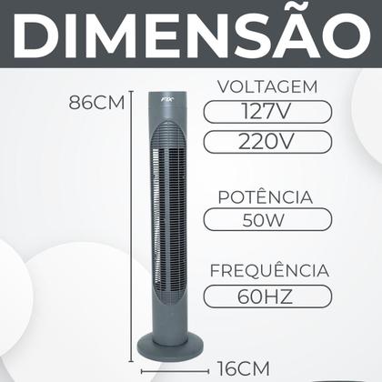 Imagem de Circulador de Ar Ventilador Vertical de Coluna Climatizador Torre 3 Níveis de Velocidade 127V - 220V